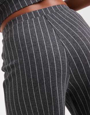Miss Selfridge Wide Leg Pinstriped Pants - Part Of A Set-gray In Gray