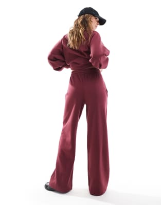 Miss Selfridge Wide Leg Sweatpants In Red