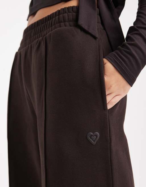 Miss Selfridge wide leg sweatpants in chocolate, 2 of 5