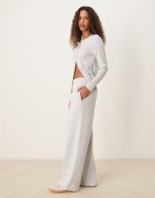 Gina Tricot off-shoulder long sleeve top with ruched channel detail and fluted sleeves in black
