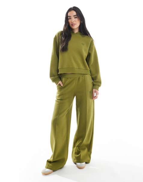 Miss Selfridge wide leg sweatpants in olive - part of a set - view 1