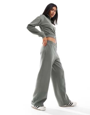 wide leg sweatpants in sage - part of a set-Green