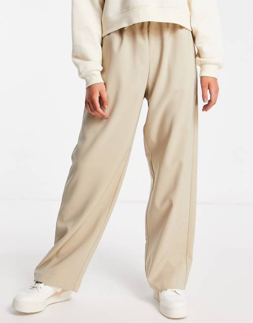 Miss Selfridge wide leg sweatpants in stone 