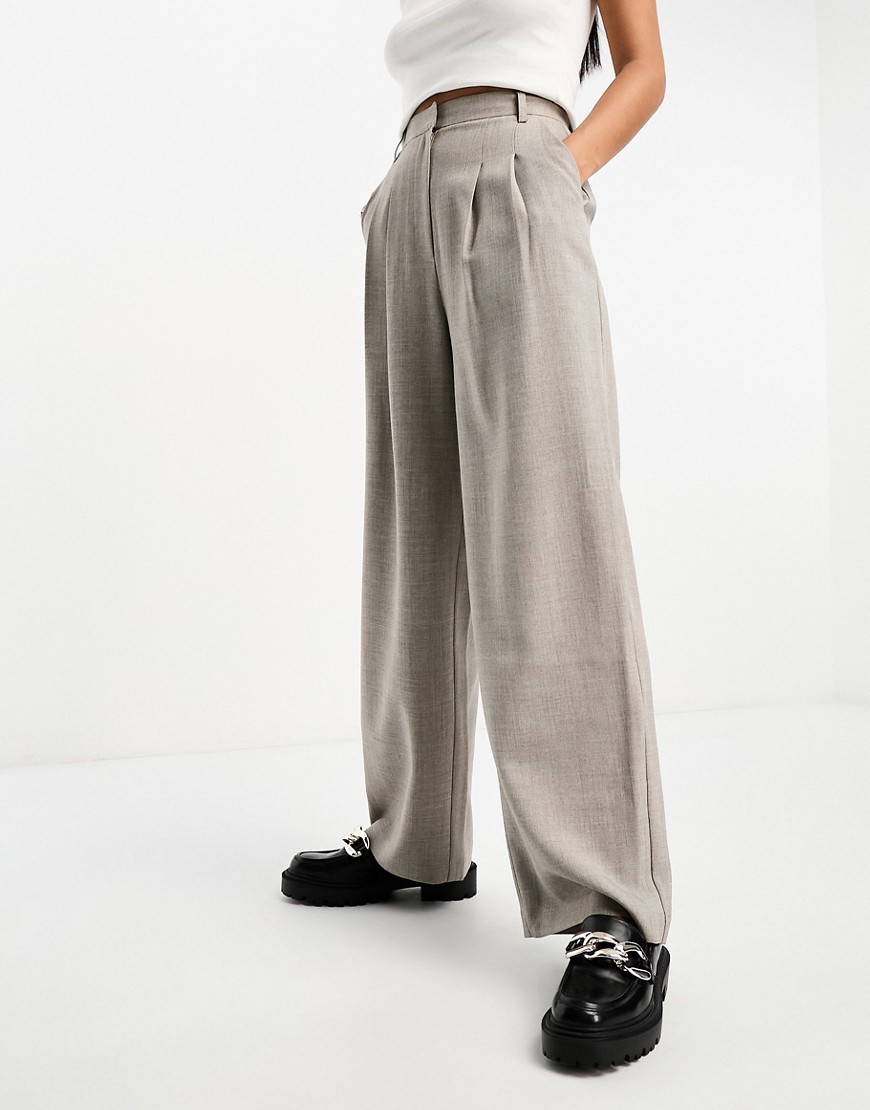 Miss Selfridge wide leg tailored trouser in warm grey
