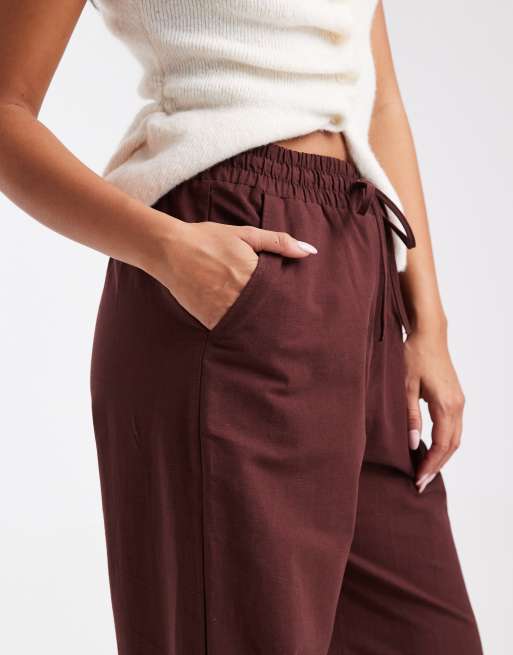 Miss Selfridge wide leg trouser in chocolate, 4 of 5