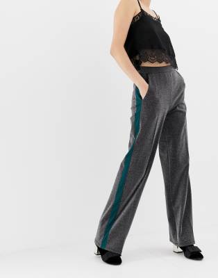 silver side stripe trousers