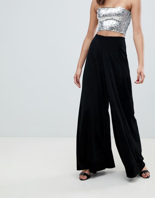 Wide Leg Velvet Trousers