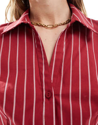 Miss Selfridge Wide Stripe Fitted Shirt In Multi