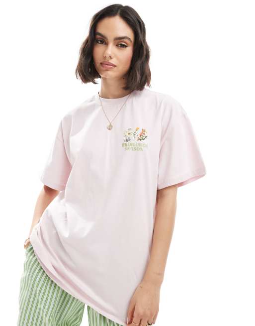 Miss Selfridge wildflower oversized back print t-shirt in lilac, 4 of 4