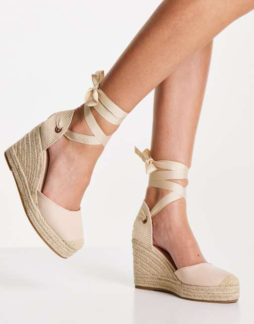 Cream wedges store closed toe