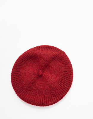 Miss Selfridge Wool Knitted Beret In Red
