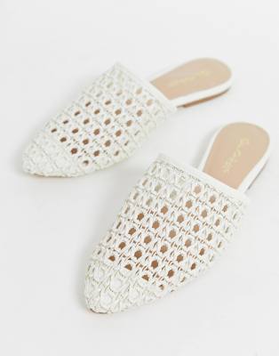 woven mules white