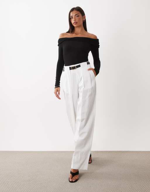 Miss Selfridge wrap bardot bodysuit in black, 2 of 4