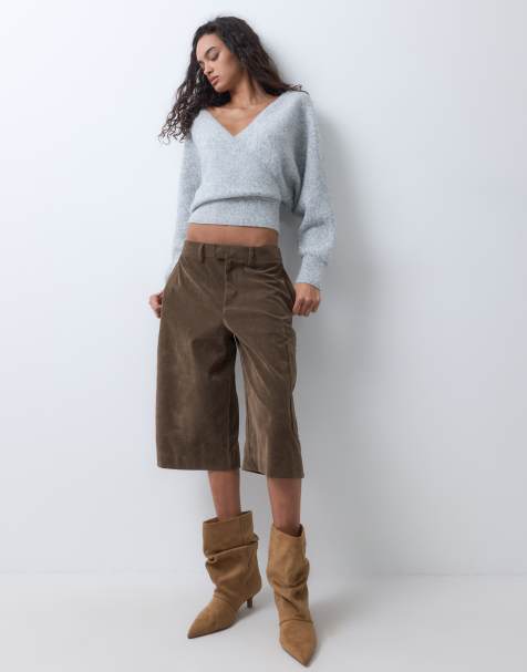 Miss Selfridge wrap batwing jumper in grey - view 1
