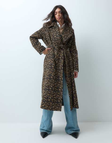 Miss Selfridge wrap coat in animal - view 1
