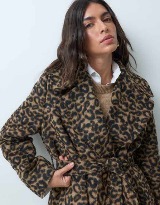 Miss Selfridge wrap coat in animal, 2 of 5