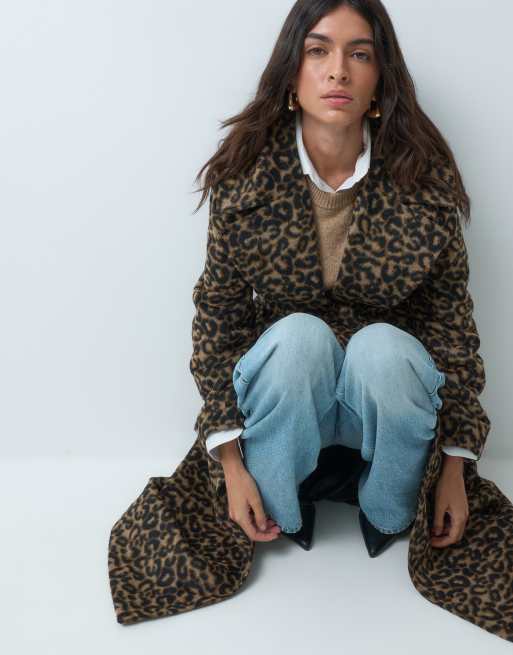 Miss Selfridge wrap coat in animal, 4 of 5