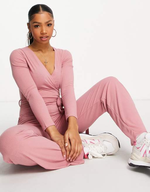 Ribbed Athletic Jumpsuit - Pink