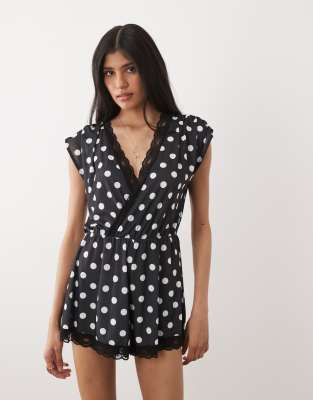 Miss Selfridge Wrap Front Romper In Black