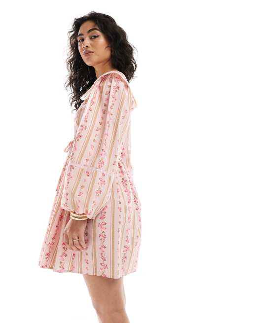 Miss Selfridge wrap smock dress with collar detail