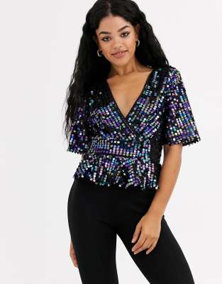 asos black sequin top