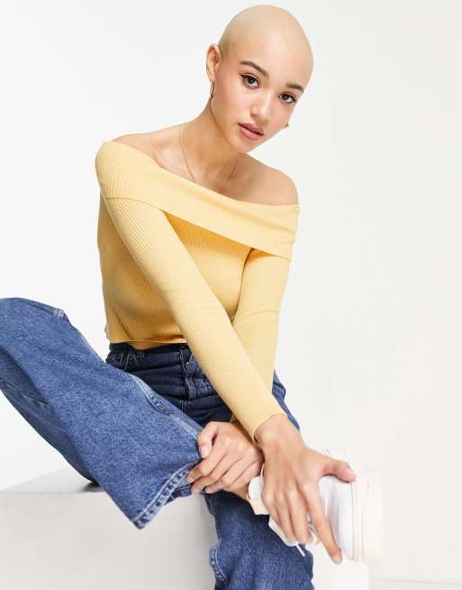 Yellow 2025 bardot top