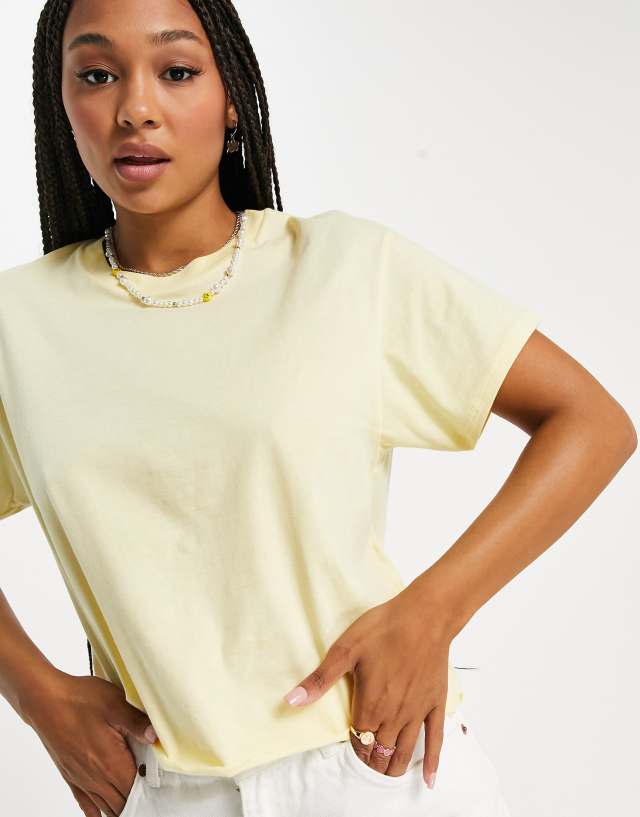 Miss Selfridge Yellow Short Sleeve Cotton T-Shirt