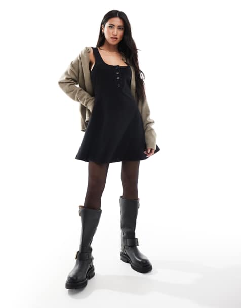 Miss Selfridge - Zachte geribbelde mini-overgooierjurk met knoopsluiting - view 1