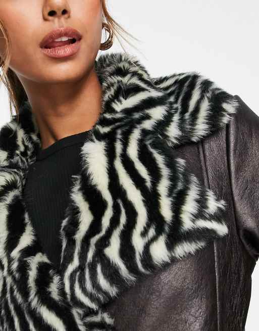 Faux fur 2024 zebra coat