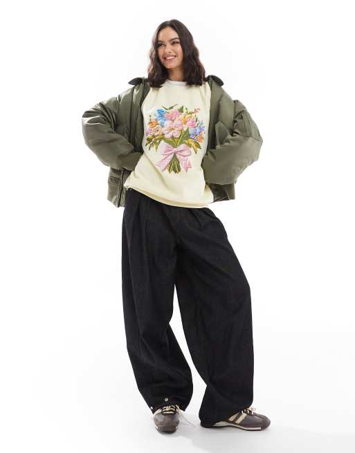 Miss Selfridge – Żółta bluza oversize z motywem bukietu, 4 z 4