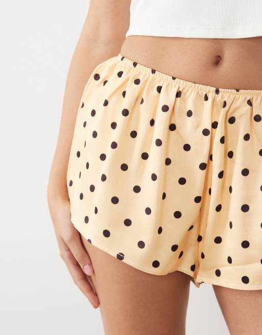 Miss Selfridge – Żółte satynowe szorty w groszki, 3 z 5