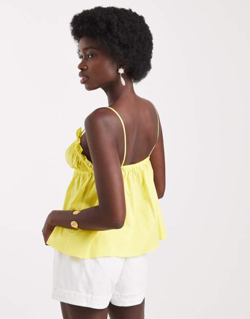 Miss Selfridge – Żółty top na ramiączkach z popeliny, 2 z 4