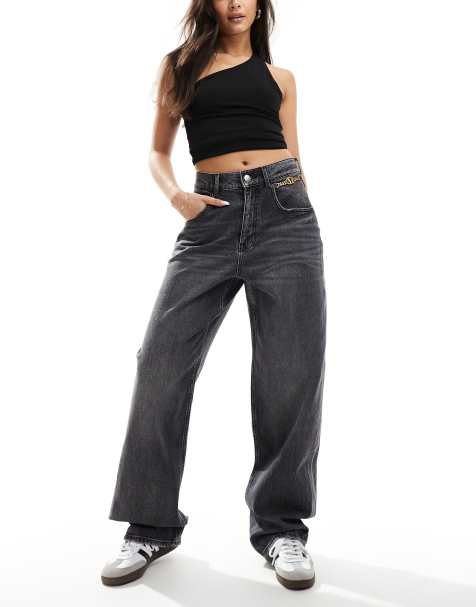 Miss Sixty chain detail baggy fit jeans in black