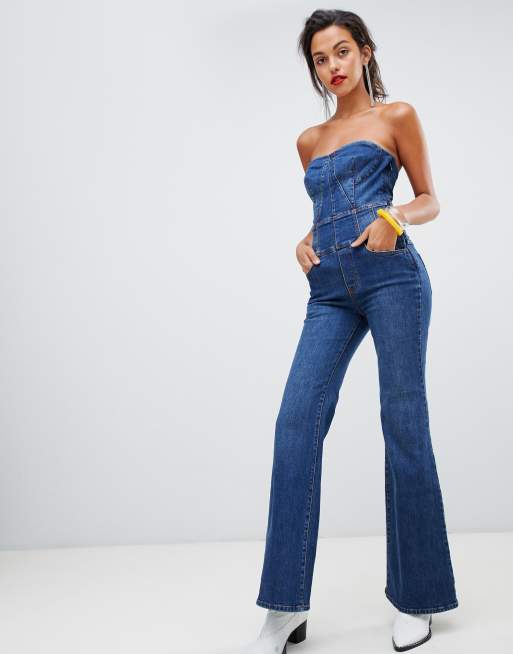 Strapless shop jean jumpsuit