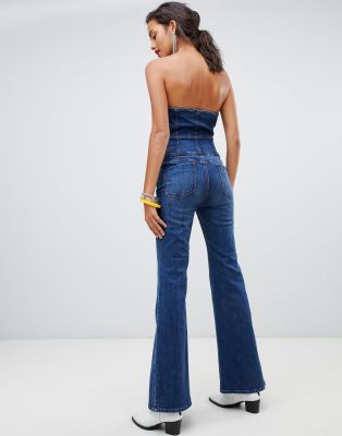 denim jumpsuit flare leg