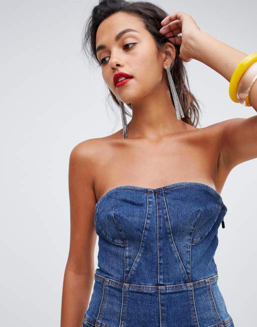 Strapless denim hot sale romper