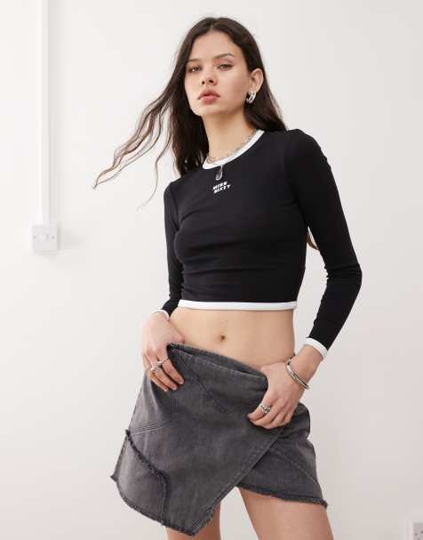 Miss Sixty long sleeve ringer t-shirt in black