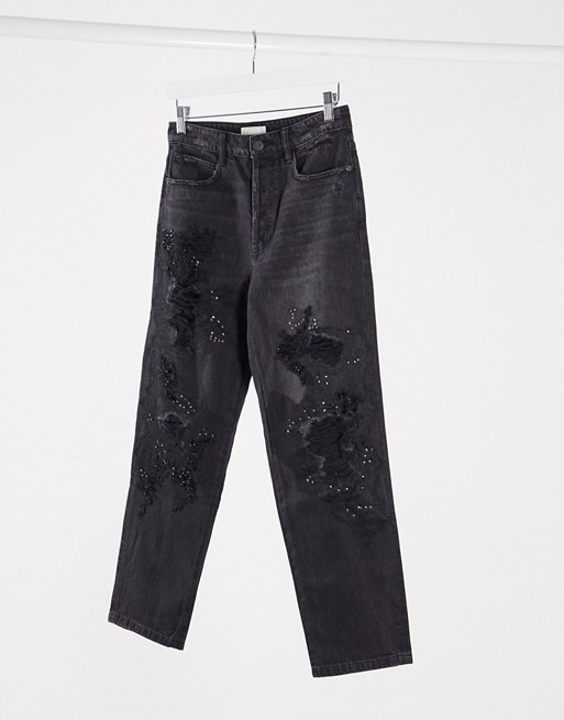 Miss Sixty Declan distressed embellished mom jeans