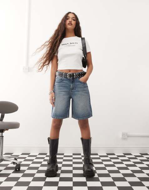 Miss Sixty denim shorts in midwash blue