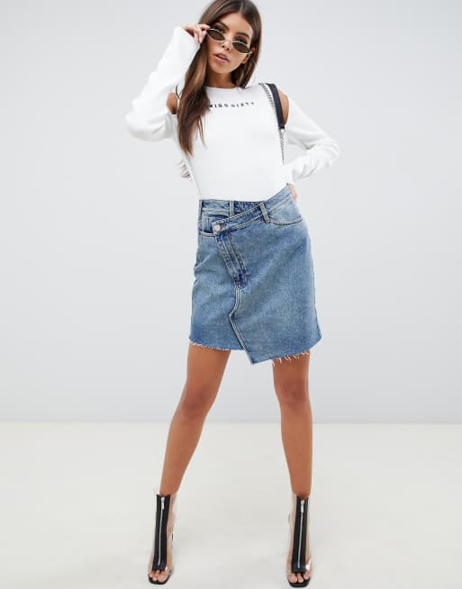 Miss Sixty denim skirt with overlay detail | ASOS