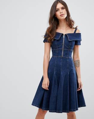 denim flare dress