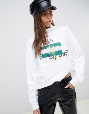 Miss Sixty - Hoogsluitend sweatshirt met slogan-Wit