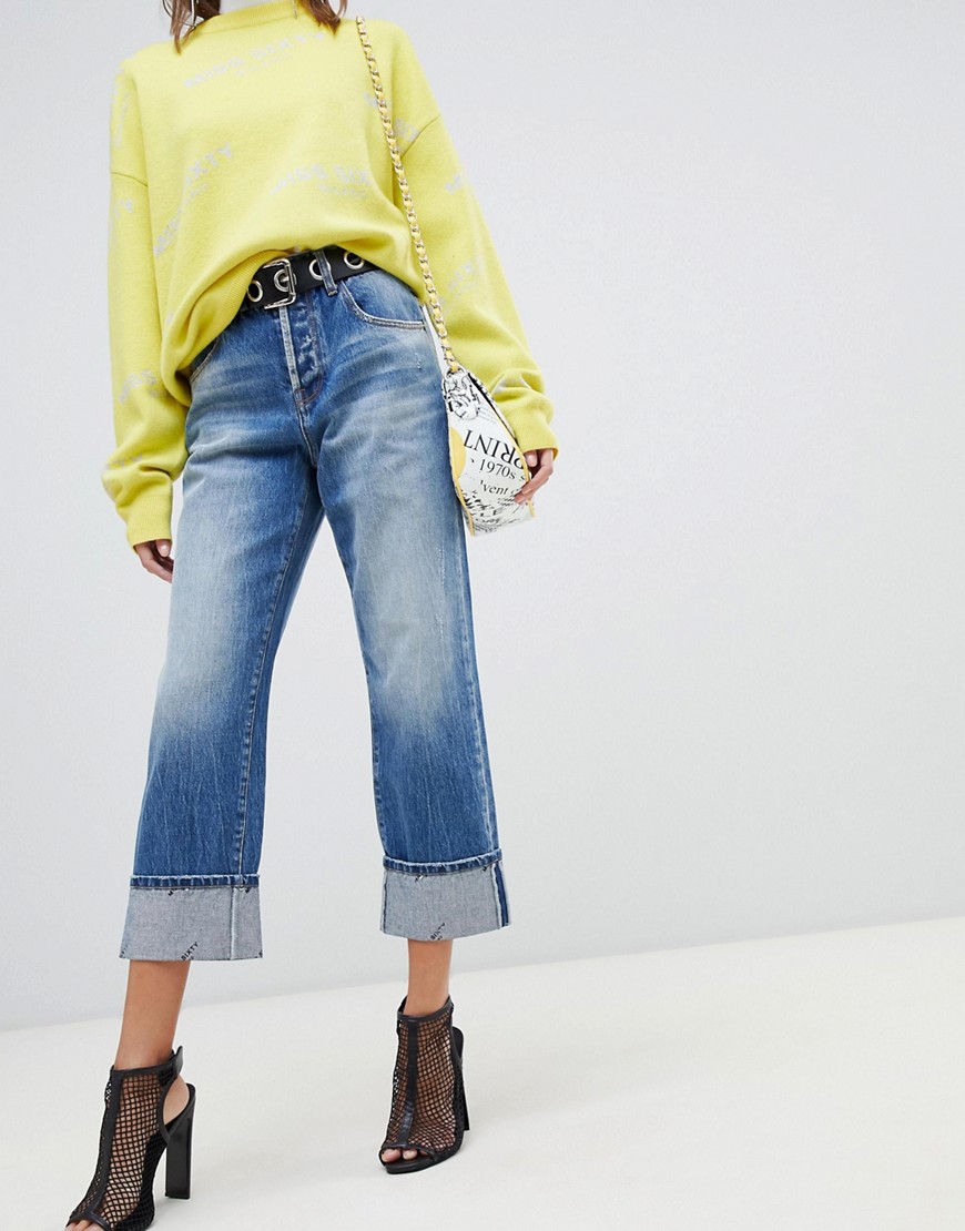 Miss Sixty - Jeans met hoge taille, rechte pijpen en omslag-Blauw