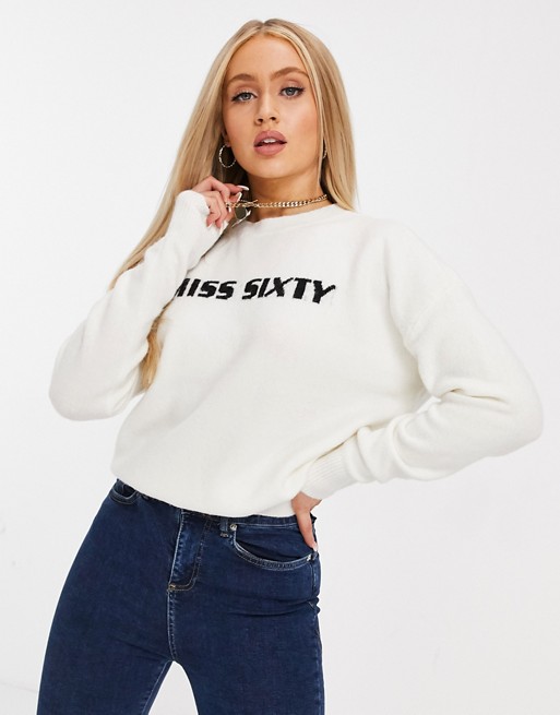 Miss Sixty large block logo sweatshirt in white