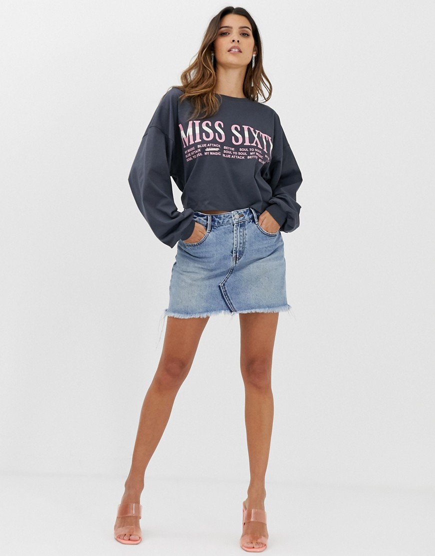 Miss Sixty - Minigonna di jeans con orlo grezzo-Blu