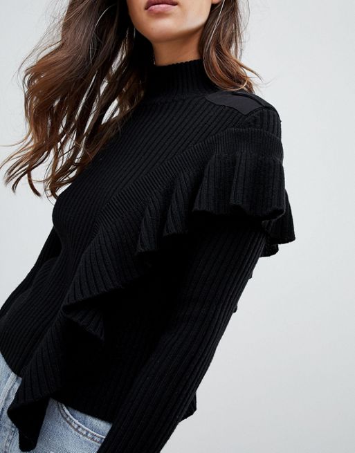 Miss Sixty turtle neck knit with ruffle detail