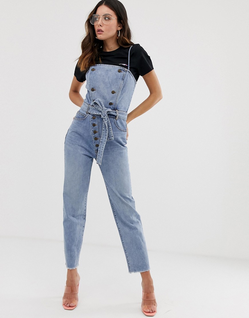 Miss Sixty - Tuta jumpsuit di jeans con bottoni-Blu