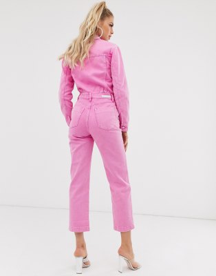 asos pink denim boiler suit