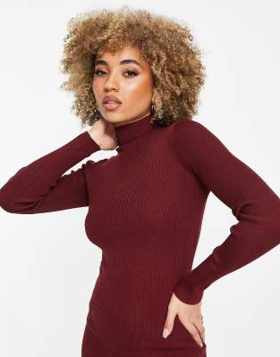 Burgundy 2024 turtleneck dress