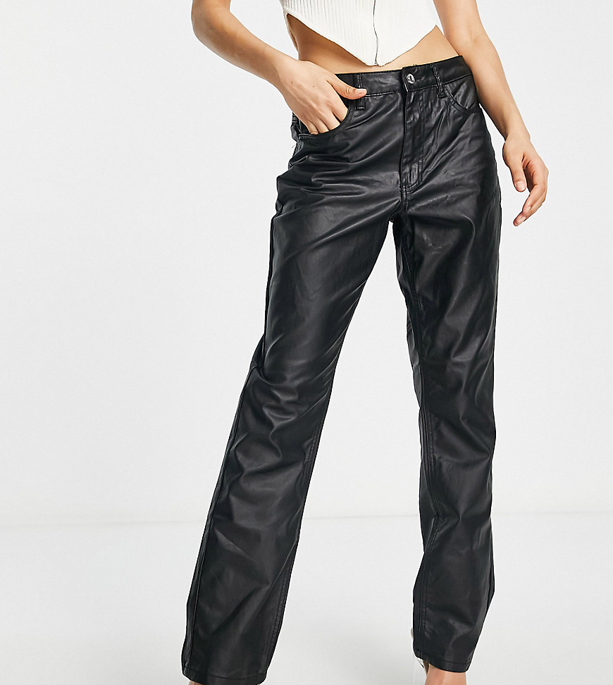Missguided Petite Missgudied Petite Wrath Coated High Rise Jeans In Black